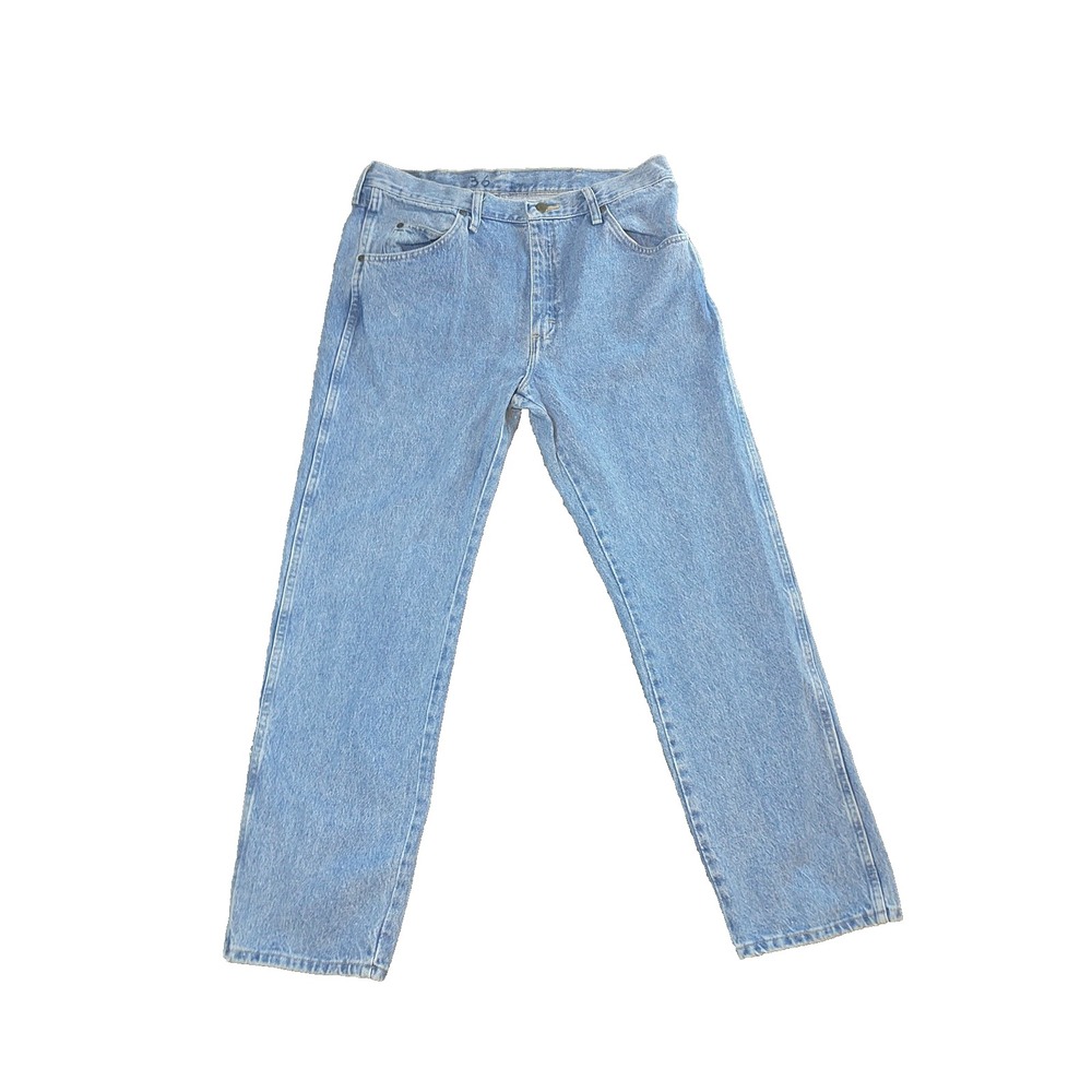 Wrangler 965T1SL Mens Regular Fit Straight Leg Jeans Light Wash 34x29 Blue Denim